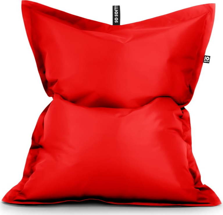 Červený sedací vak z imitace kůže Pad XL – So Soft? So Soft?
