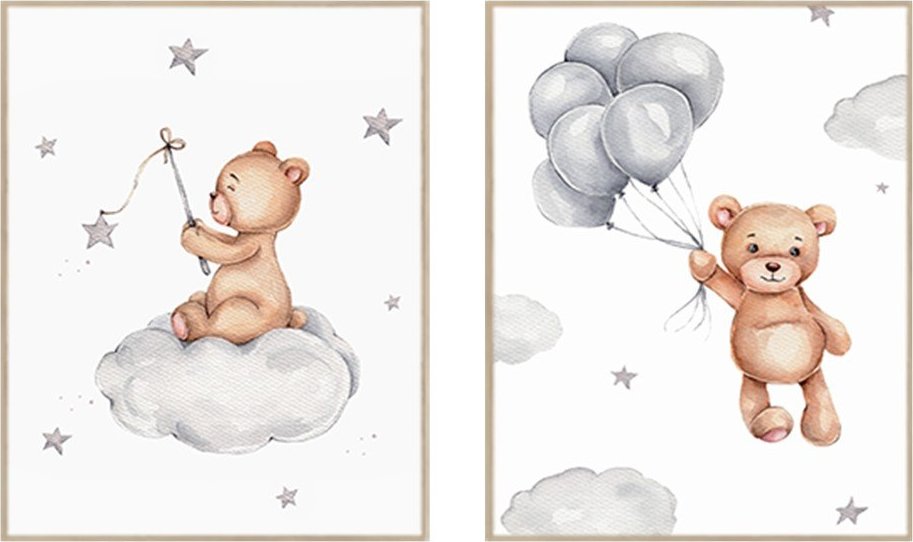 Dětské obrázky v sadě 2 ks 30x40 cm Teddy Bears – knor knor