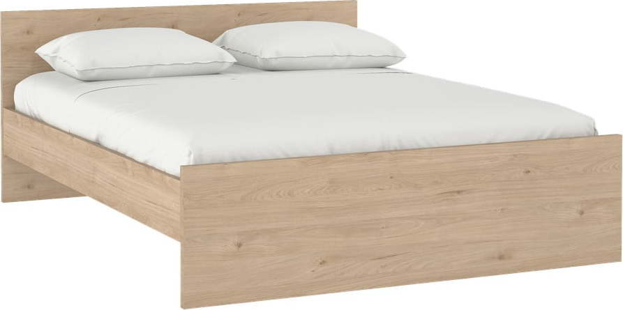 Dvoulůžková postel v dekoru dubu bez roštu 180x200 cm v přírodní barvě Naia – Tvilum Tvilum