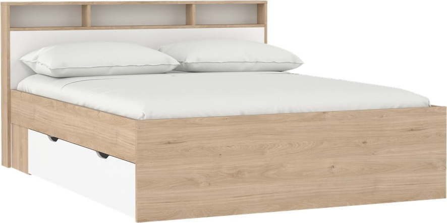Dvoulůžková postel v dekoru dubu s úložným prostorem bez roštu 160x200 cm v přírodní barvě Ikast – Tvilum Tvilum