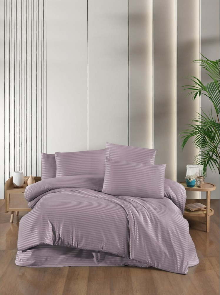 Fialové damaškové povlečení na dvoulůžko/prodloužené s prostěradlem/4dílné 200x220 cm – Mila Home Mila Home