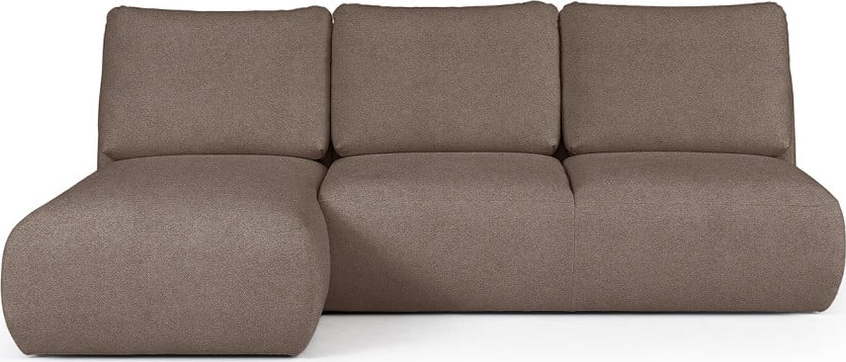 Hnědá rohová pohovka z textilie bouclé (levý roh/s lenoškou) Mirel – Rodier Rodier