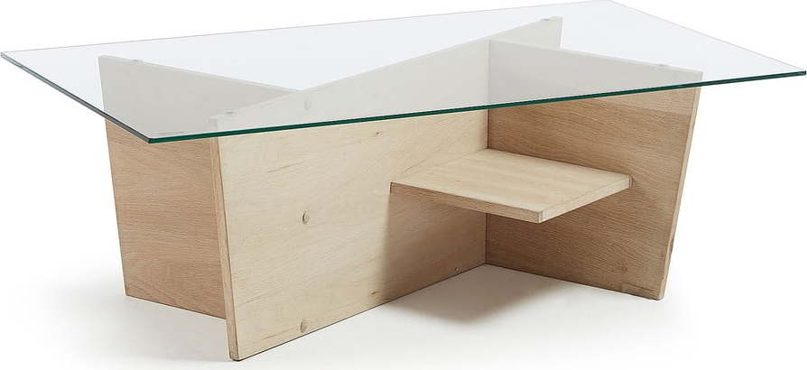 Konferenční stolek se skleněnou deskou v přírodní barvě 60x110 cm Balwind – Kave Home Kave Home