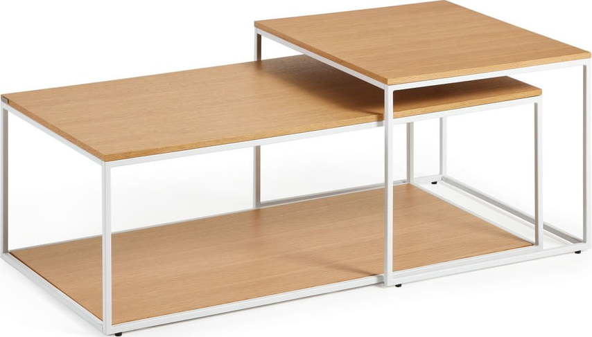 Konferenční stolky v sadě ve světle přírodní barvě 2 ks s deskou v dubovém dekoru 50x100 cm Yoana – Kave Home Kave Home