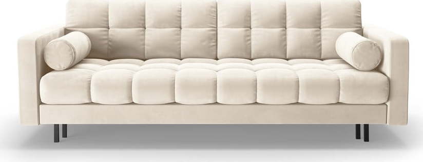 Krémová sametová rozkládací/s úložným prostorem pohovka 222 cm Bali – Cosmopolitan Design Cosmopolitan design