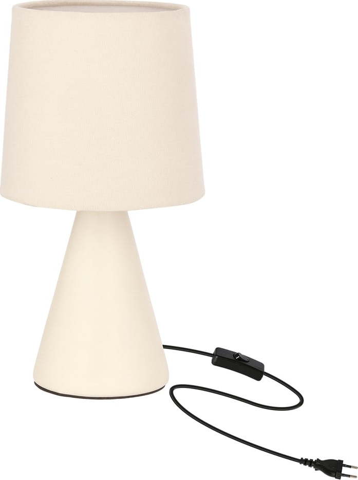 Krémová stolní lampa s textilním stínidlem (výška 14
