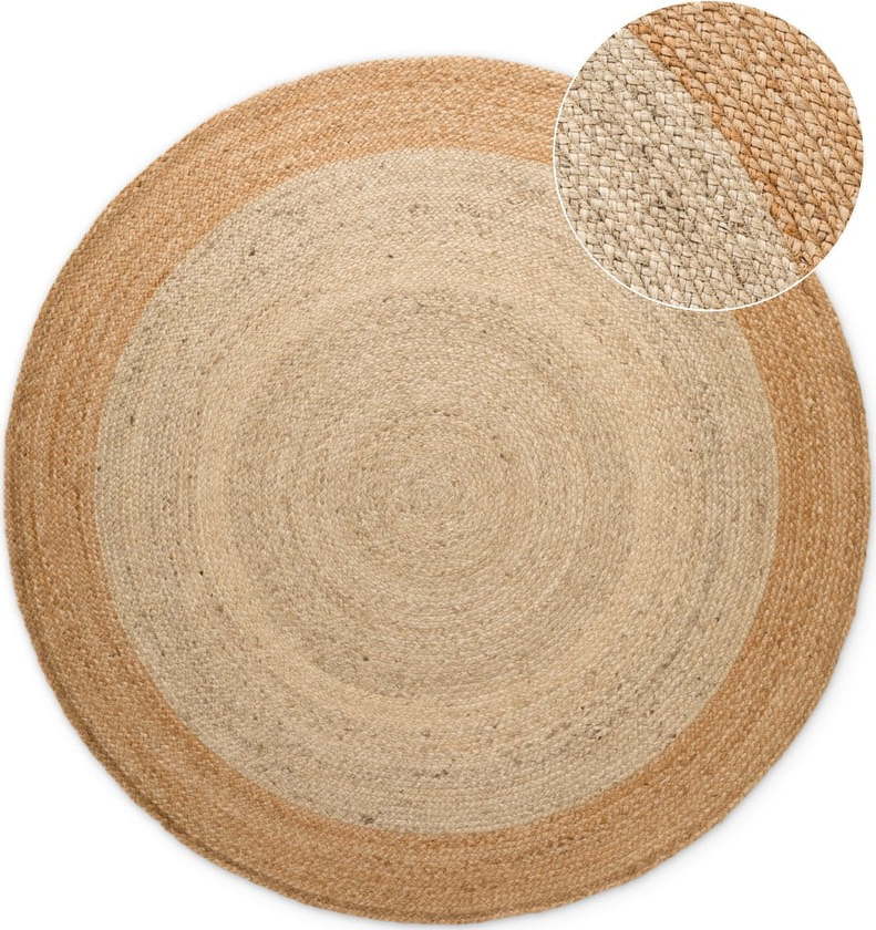 Oboustranný/ručně tkaný jutový kulatý koberec slonovinový ø 100 cm Jutta Ivory – Hanse Home Hanse Home