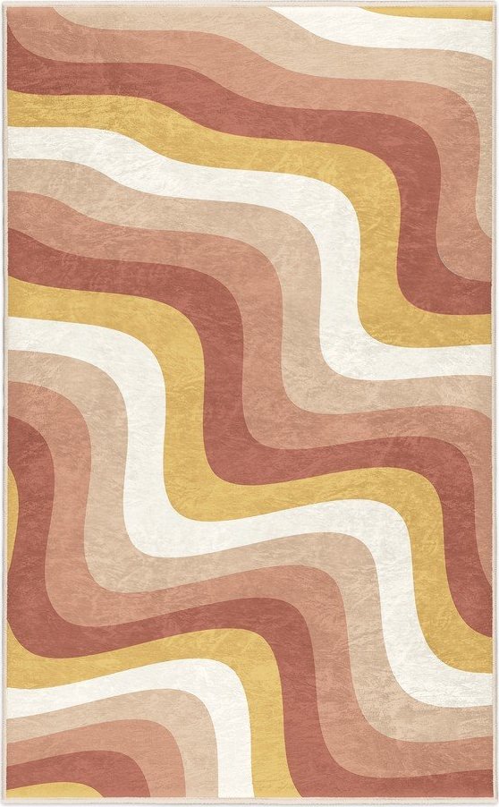 Okrově žlutý/starorůžový pratelný koberec 80x150 cm Creamy Strawberry Swirl – Mila Home Mila Home