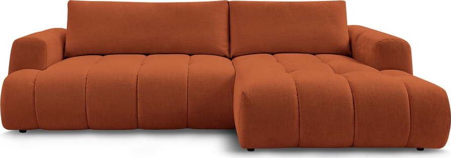 Rozkládací/s úložným prostorem rohová pohovka v cihlové barvě (pravý roh/s lenoškou) Fuji – Bobochic Paris Bobochic Paris