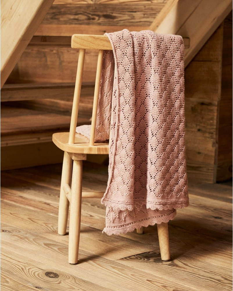 Růžová bavlněná pletená dětská deka 70x100 cm Ria – Kave Home Kave Home