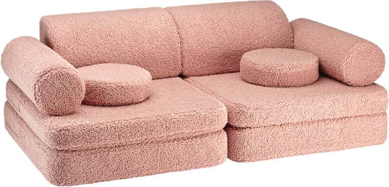 Růžová dětská pohovka z textilie bouclé 132 cm Settee – Wigiwama Wigiwama