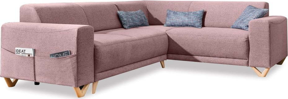 Růžová rozkládací/s úložným prostorem rohová pohovka (pravý roh/do L) Classy Sophie – Miuform Miuform