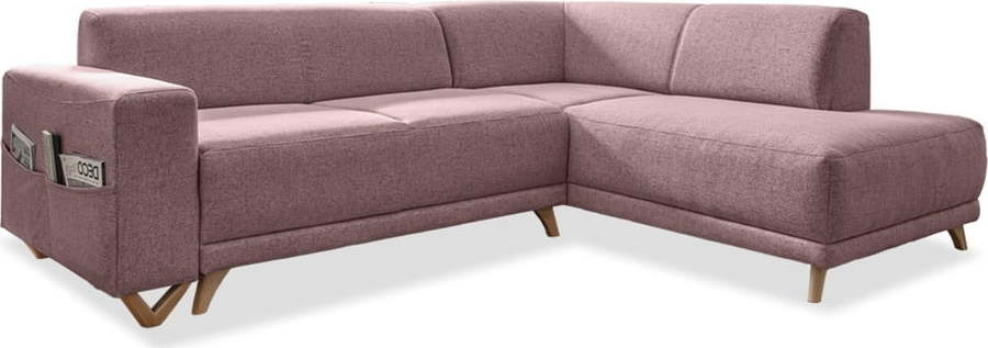 Růžová rozkládací/s úložným prostorem rohová pohovka (pravý roh/do L) Classy Sophie – Miuform Miuform