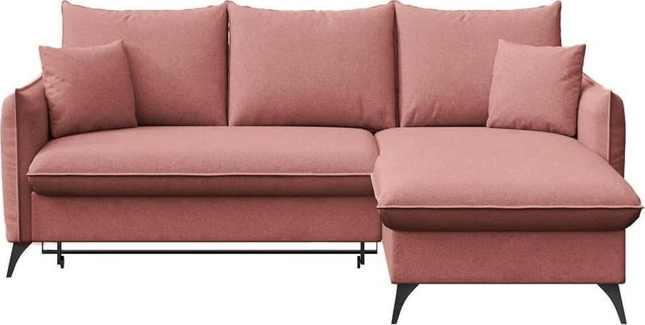 Růžová rozkládací/s úložným prostorem rohová pohovka (pravý roh/s lenoškou) Brim – Rodier Rodier