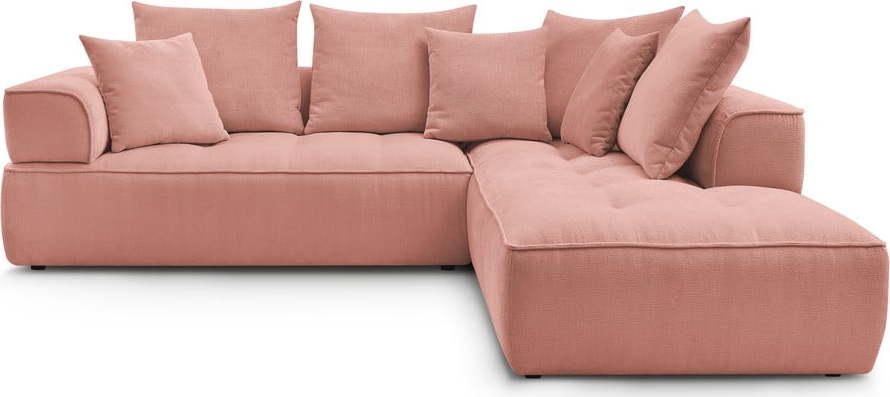Růžová žinylková rohová pohovka (pravý roh/do L) Whesley – Bobochic Paris Bobochic Paris