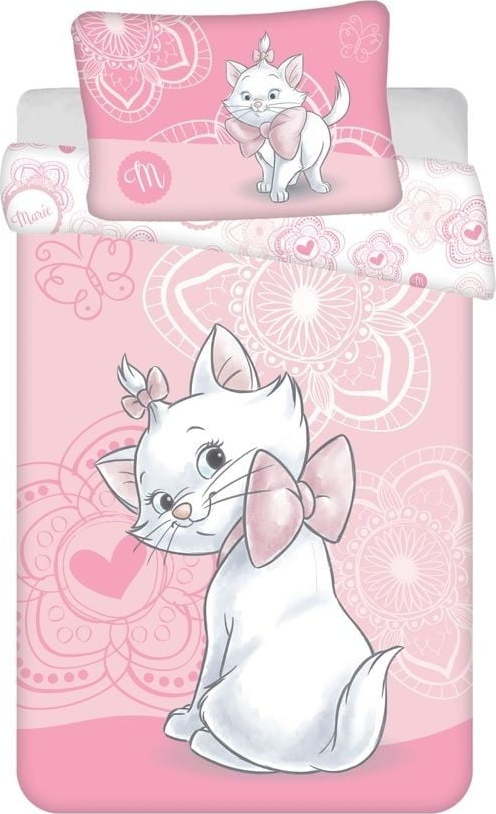Růžové bavlněné dětské povlečení do postýlky 100x135 cm Marie Cat – Jerry Fabrics Jerry Fabrics