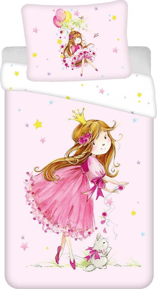 Růžové bavlněné dětské povlečení na jednolůžko 140x200 cm Fairy – Jerry Fabrics Jerry Fabrics