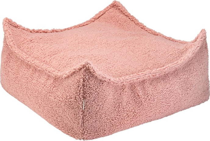 Růžový dětský sedací vak z textilie bouclé Square – Wigiwama Wigiwama