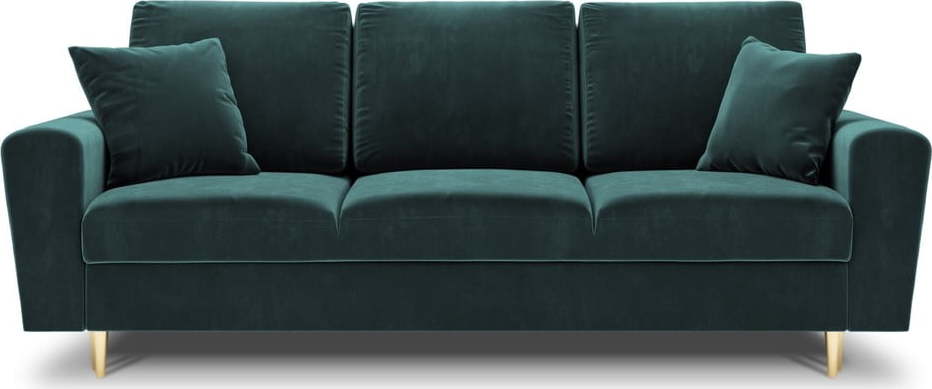 Sametová rozkládací/s úložným prostorem pohovka v petrolejové barvě 235 cm Kyoto – Cosmopolitan Design Cosmopolitan design