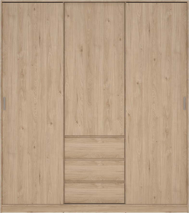 Šatní skříň v dekoru dubu s posuvnými dveřmi v přírodní barvě 177x200x60 cm Naia – Tvilum Tvilum