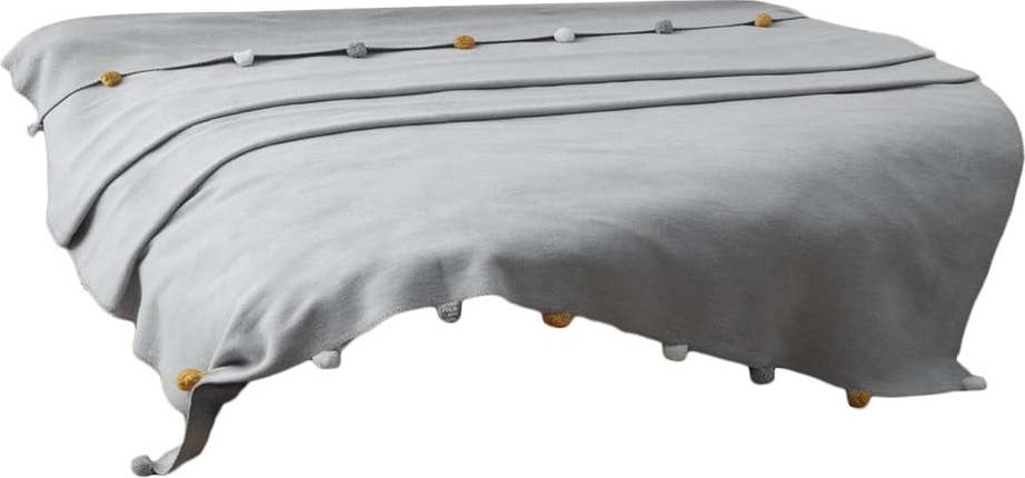 Šedý fleecový přehoz 150x200 cm Pom Pom – Mijolnir Mijolnir