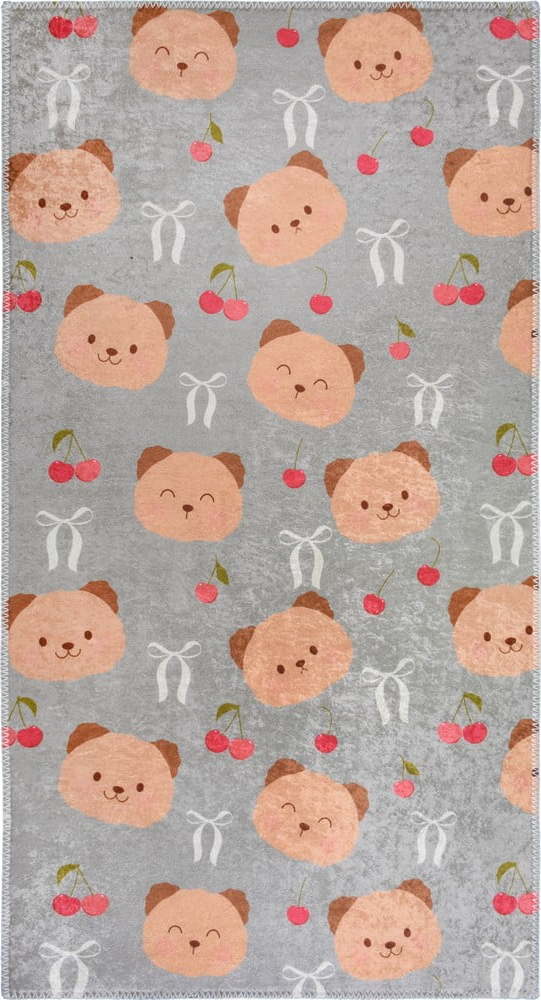 Šedý/hnědý pratelný dětský koberec 80x150 cm Cute Teddies – Vitaus Vitaus