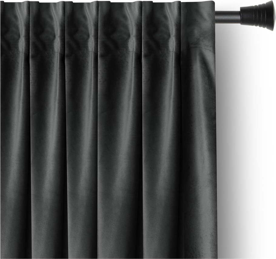 Tmavě šedý sametový dimout závěs 140x245 cm Pleat – Restilo Restilo