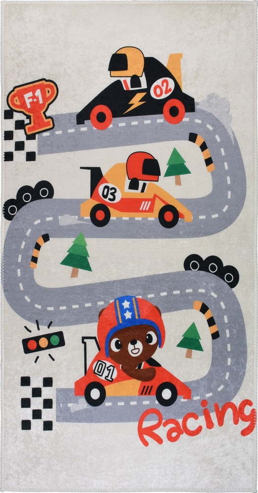 Slonovinový pratelný dětský hrací koberec 80x120 cm Race Time – Vitaus Vitaus