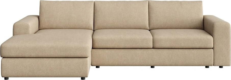 Světle hnědá sametová rohová pohovka (levý roh/s lenoškou) Baga – Rodier Rodier