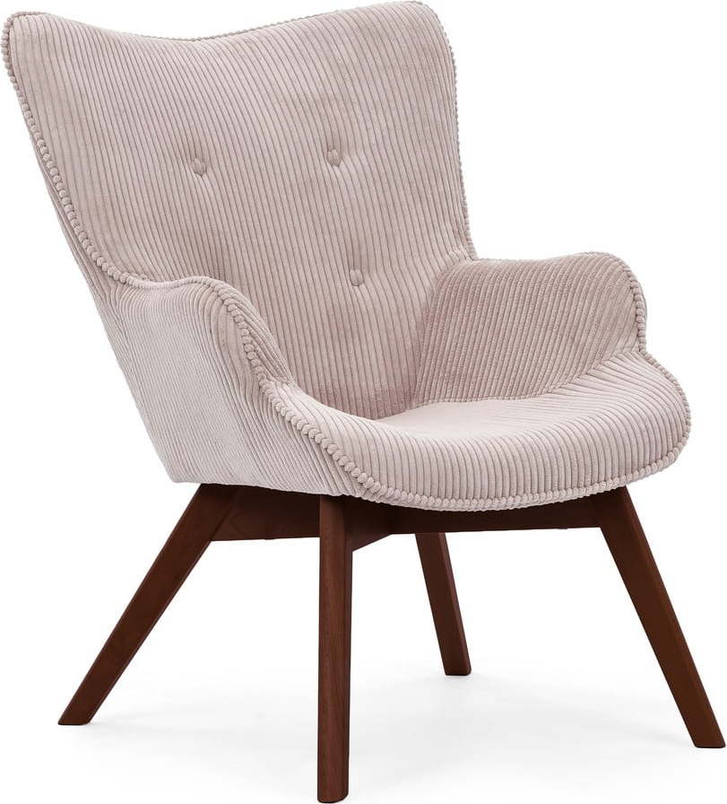 Světle růžové manšestrové křeslo Niko – Ropez Ropez