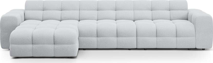 Světle šedá rohová pohovka (levý roh/s lenoškou) Kendal – Micadoni Micadoni