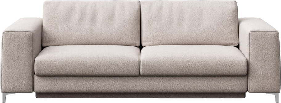 Světle šedá rozkládací pohovka z textilie bouclé 256 cm Rene – Rodier Rodier