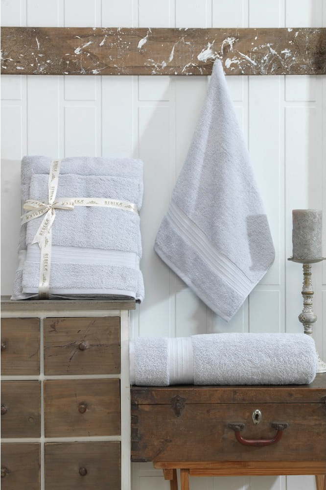 Světle šedé bavlněné ručníky a osušky v sadě 2 ks – Mila Home Mila Home