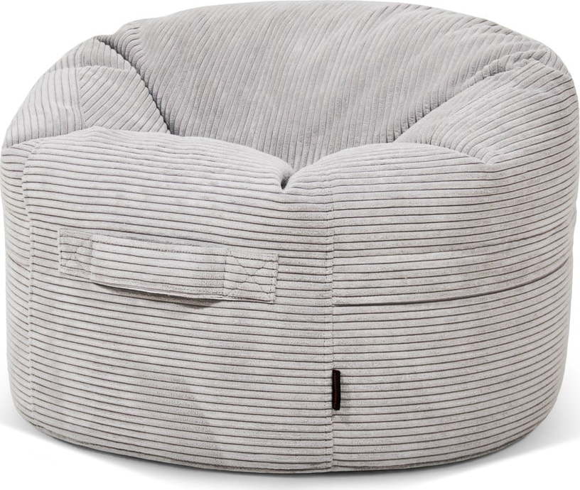 Světle šedý manšestrový dětský sedací vak Roll 80 – SLOWDOWN SLOWDOWN