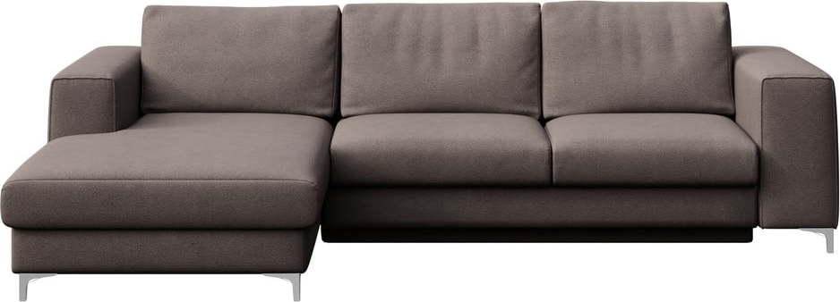 Taupe sametová rozkládací/s úložným prostorem rohová pohovka (levý roh/s lenoškou) Rene – Rodier Rodier