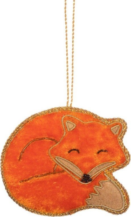 Textilní ručně vyrobená vánoční ozdoba 7 cm Sleeping Fox – Sass & Belle Sass & Belle