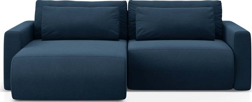 Tmavě modrá sametová rozkládací rohová pohovka s úložným prostorem Belfast – Cosmopolitan Design Cosmopolitan design