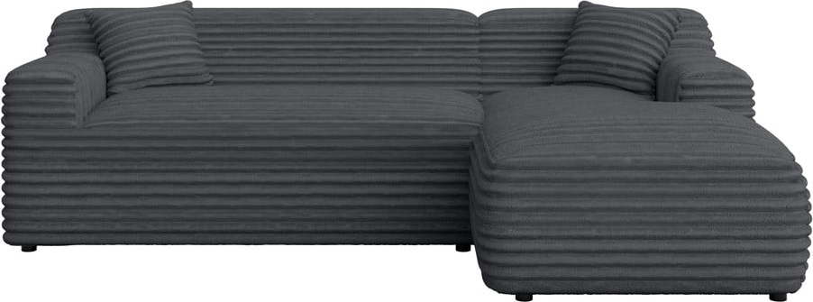 Tmavě šedá manšestrová rohová pohovka (pravý roh/s lenoškou) Martin – Ropez Ropez