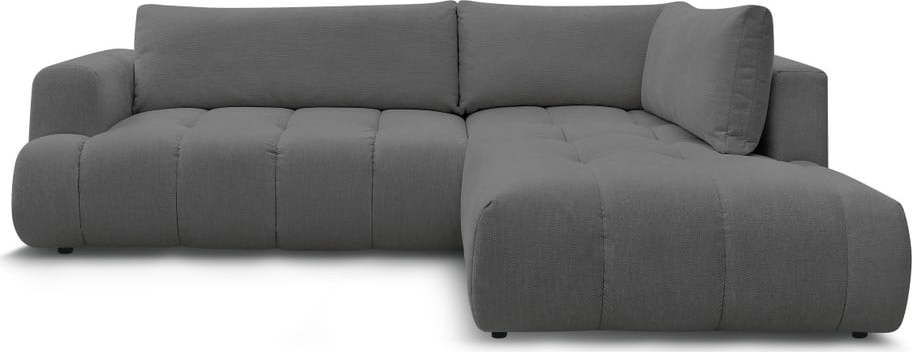 Tmavě šedá rozkládací/s úložným prostorem rohová pohovka (pravý roh/do L) Fuji – Bobochic Paris Bobochic Paris