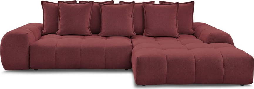 Vínová žinylková rozkládací/s úložným prostorem rohová pohovka (pravý roh/s lenoškou) Everest – Bobochic Paris Bobochic Paris