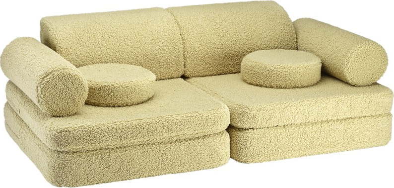 Zelená dětská pohovka z textilie bouclé 132 cm Settee – Wigiwama Wigiwama