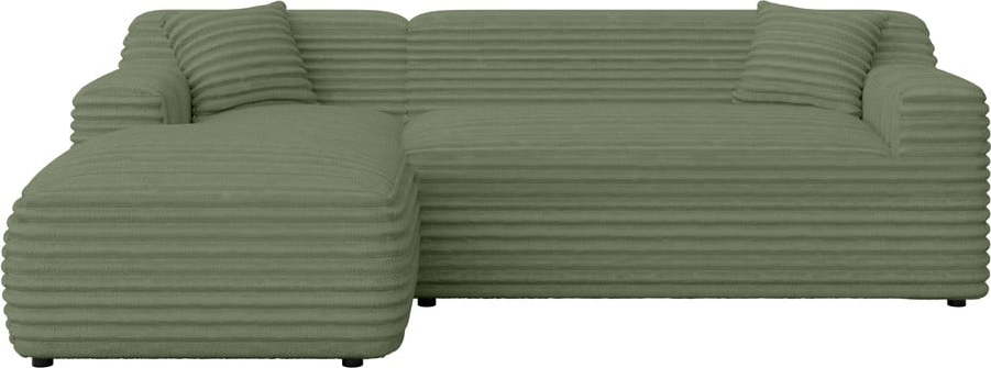 Zelená manšestrová rohová pohovka (levý roh/s lenoškou) Martin – Ropez Ropez