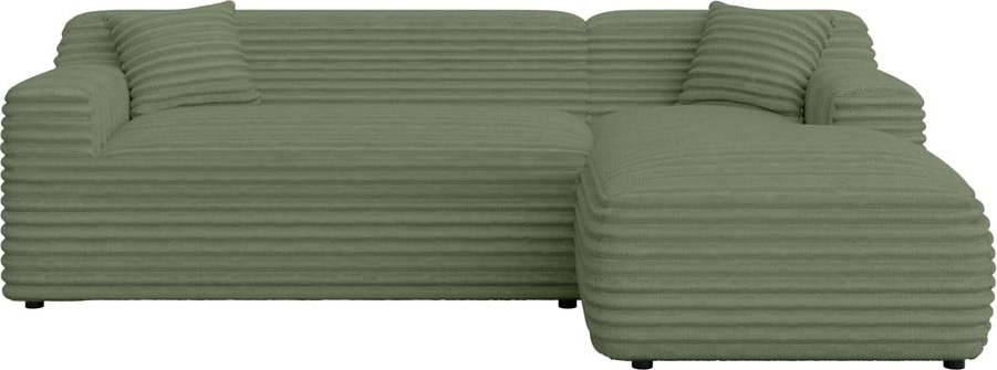 Zelená manšestrová rohová pohovka (pravý roh/s lenoškou) Martin – Ropez Ropez