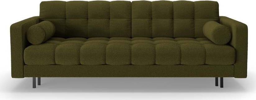 Zelená rozkládací/s úložným prostorem pohovka z textilie bouclé 222 cm Bali – Cosmopolitan Design Cosmopolitan design