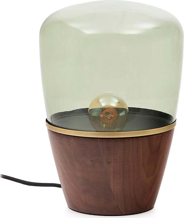 Zelená/v tmavě přírodní barvě stolní lampa se skleněným stínidlem (výška 30 cm) Silex – Kave Home Kave Home