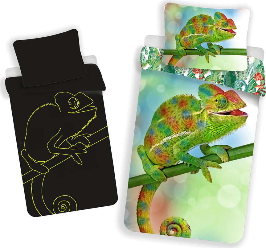 Zelené bavlněné dětské povlečení se svítícím efektem na jednolůžko 140x200 cm Chameleon – Jerry Fabrics Jerry Fabrics