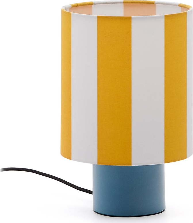 Žlutá/modrá stolní lampa s textilním stínidlem (výška 25 cm) Ciral – Kave Home Kave Home