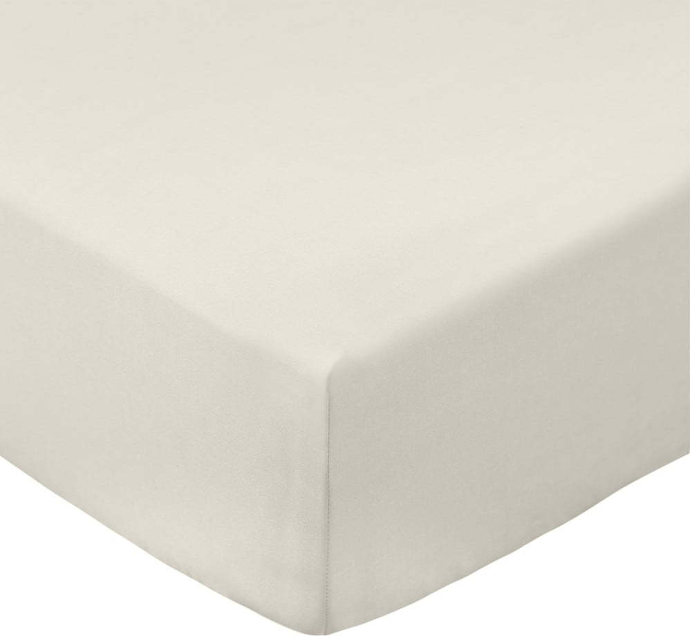 Béžové napínací prostěradlo z bavlněného perkálu 90x190 cm Cotton Percale – Bianca Bianca