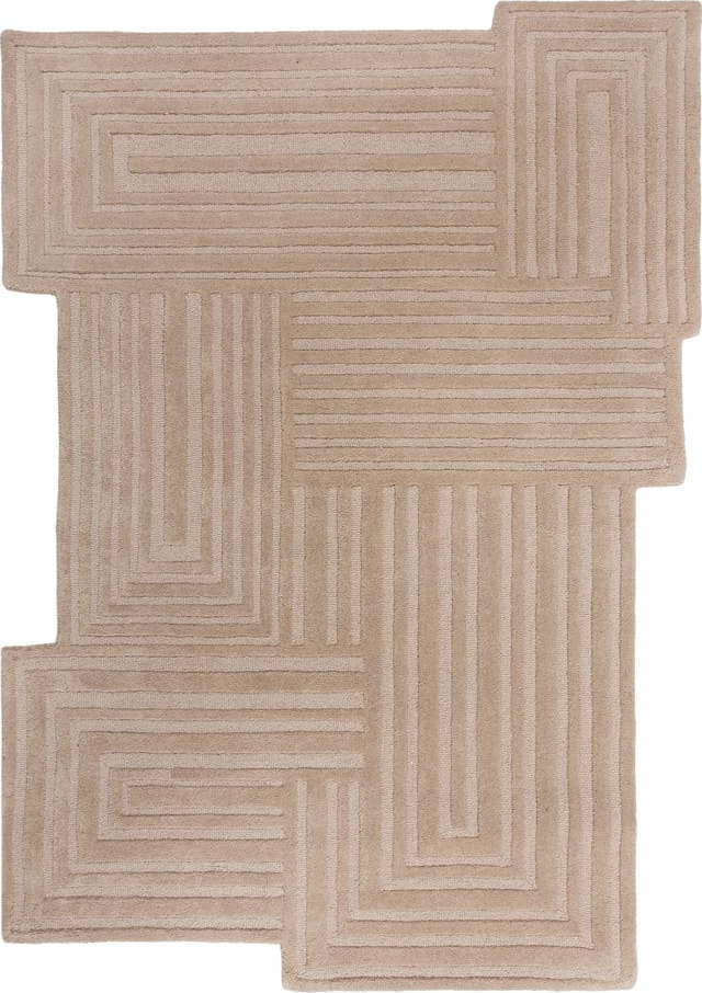 Béžový ručně tkaný vlněný koberec 160x230 cm Zen Rectangles – Flair Rugs Flair Rugs