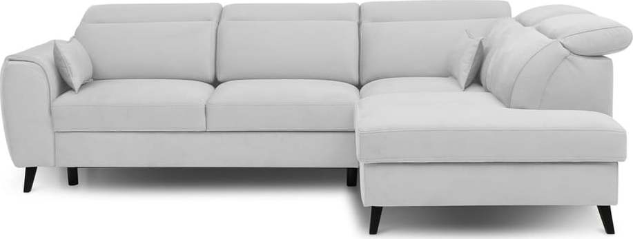 Bílá sametová rozkládací/s úložným prostorem rohová pohovka (pravý roh/do L) Noble – ELTAP ELTAP